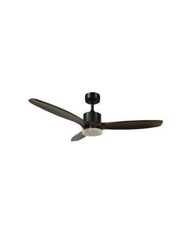 Ventilador de techo LED TERRE Negro con aspas de madera oscura 18W CCT