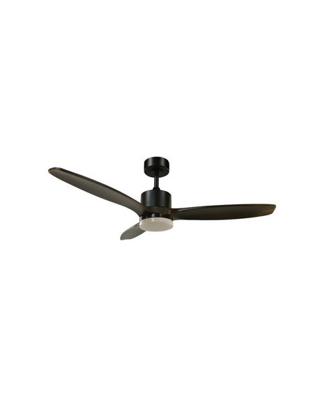 Ventilador de techo LED TERRE Negro con aspas de madera oscura 18W CCT