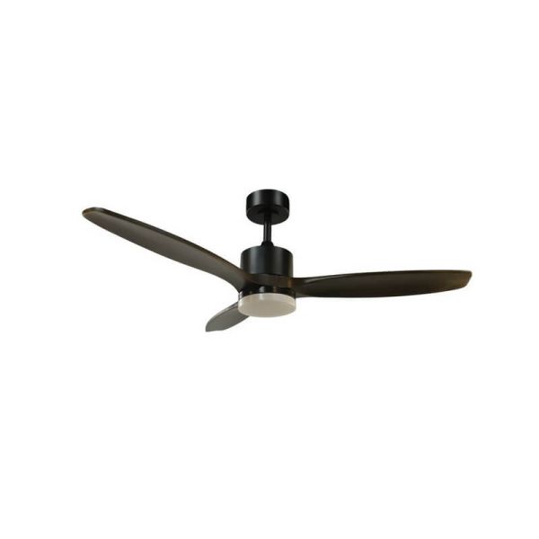 Ventilador de teto TERRE LED preto com lâminas de madeira escura 18W CCT