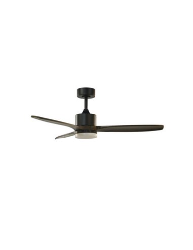 Ventilador de techo LED TERRE Negro con aspas de madera oscura 18W CCT