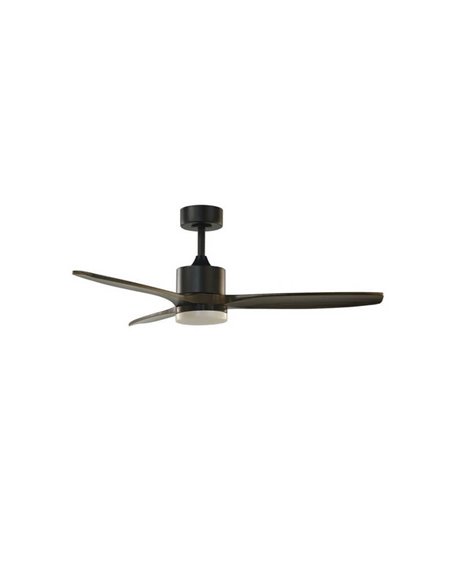 Ventilador de techo LED TERRE Negro con aspas de madera oscura 18W CCT