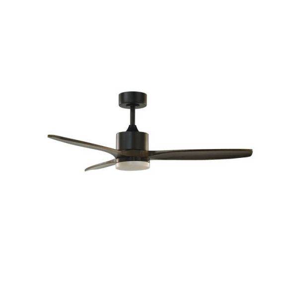 Ventilador de techo LED TERRE Negro con aspas de madera oscura 18W CCT