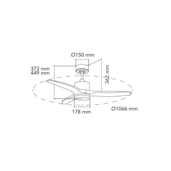 Ventilador de teto TERRE LED preto com lâminas de madeira escura 18W CCT