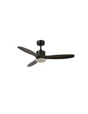 Ventilador de techo LED TERRE Negro con aspas de madera oscura 18W CCT