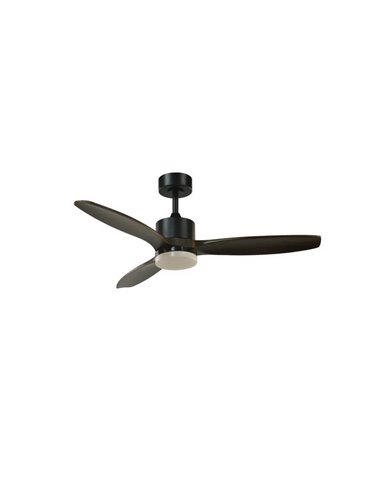 Ventilador de techo LED TERRE Negro con aspas de madera oscura 18W CCT