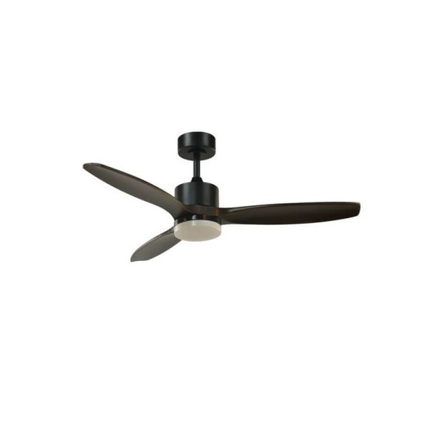 Ventilateur de plafond LED TERRE noir avec pales en bois foncé 18W CCT