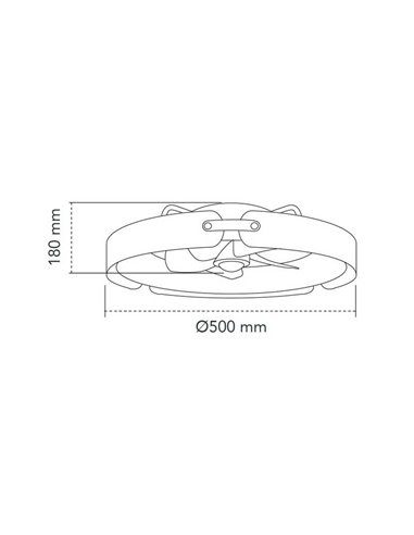 Ventilador Plafón LED cirular TIVOLI 50W 5200Lm con aspas integradas efecto madera, marrón CCT Dim