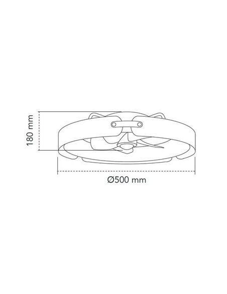 Ventilador Plafón LED cirular TIVOLI 50W 5200Lm con aspas integradas efecto madera, marrón CCT Dim