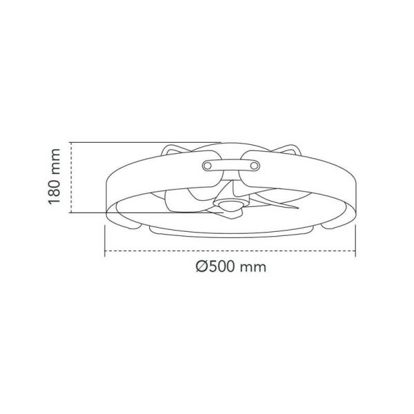 Ventilador Plafón LED cirular TIVOLI 50W 5200Lm con aspas integradas efecto madera, marrón CCT Dim