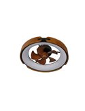 Ventilador Plafón LED cirular TIVOLI 50W 5200Lm con aspas integradas efecto madera, marrón CCT Dim