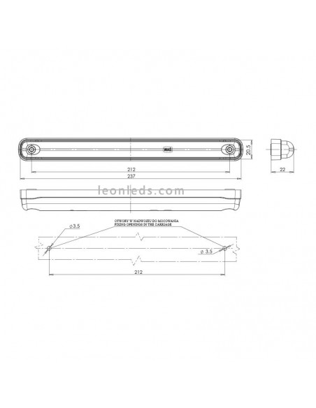 Barra de freio neon efeito Was Third Brake Light Red Tulipa Red com cabo w160 1143 | leonleds