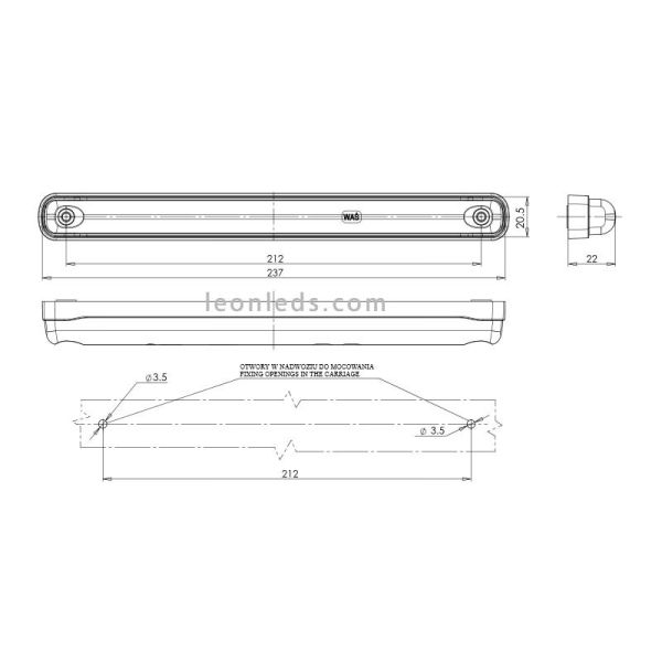 Barra de freio neon efeito Was Third Brake Light Red Tulipa Red com cabo w160 1143 | leonleds