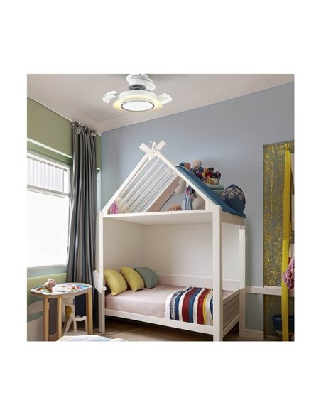 Ventilador de Techo LED con aspas retráctiles VILLA 18W 2400Lm CCT para habitaciones pequeñas