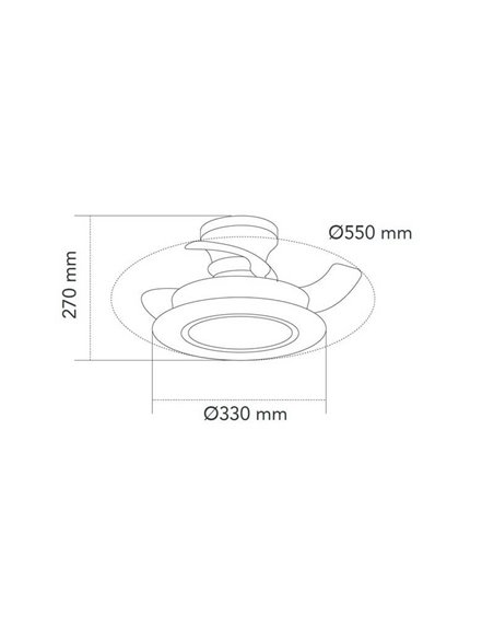 Ventilateur de Plafond LED VILLA 18W 2400Lm CCT à pales rétractables pour petites pièces