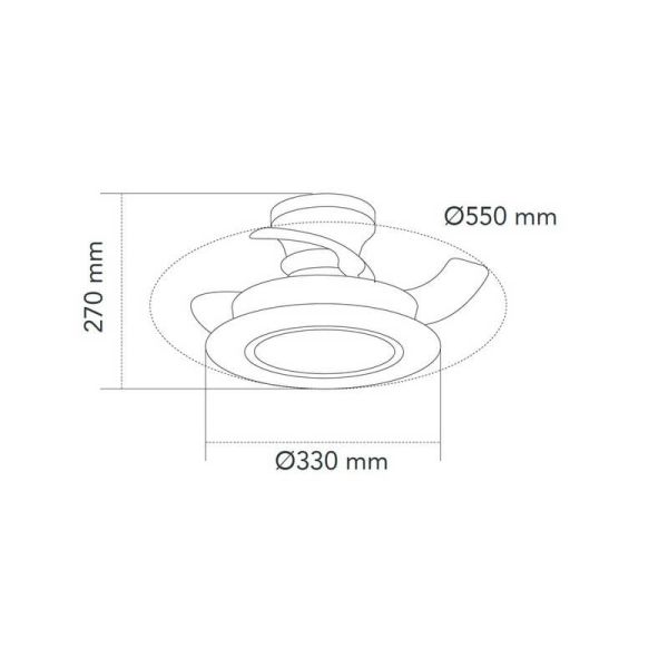 Ventilador de Techo LED con aspas retráctiles VILLA 18W 2400Lm CCT para habitaciones pequeñas