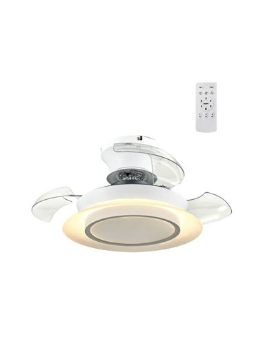 Ventilador de teto VILLA 18W 2400Lm CCT LED com lâminas retráteis para ambientes pequenos