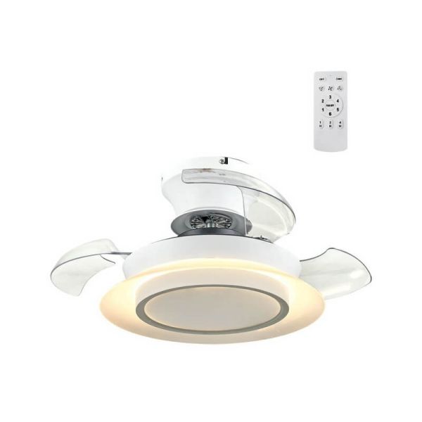 Ventilateur de Plafond LED VILLA 18W 2400Lm CCT à pales rétractables pour petites pièces
