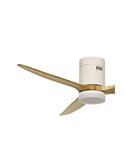 YEN Ventilateur de Plafond LED Blanc+Bois 15W 1500Lm pour pièces de plus de 20m2 CCT