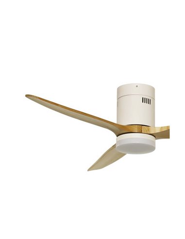 YEN Ventilateur de Plafond LED Blanc+Bois 15W 1500Lm pour pièces de plus de 20m2 CCT