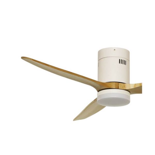 YEN Ventilateur de Plafond LED Blanc+Bois 15W 1500Lm pour pièces de plus de 20m2 CCT
