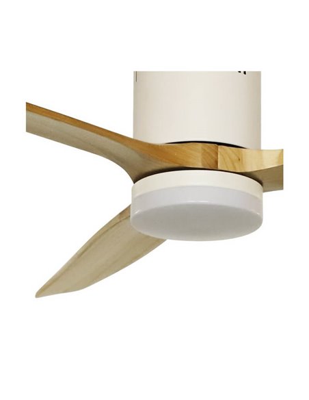 YEN Ventilateur de Plafond LED Blanc+Bois 15W 1500Lm pour pièces de plus de 20m2 CCT
