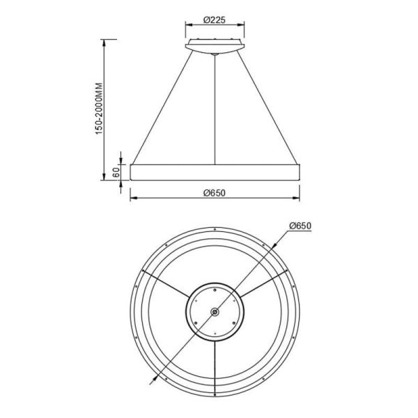 Lámpara colgante LED Niseko II con mando, madera, regulable Ø 90-65-50-38 cm ref: 8575