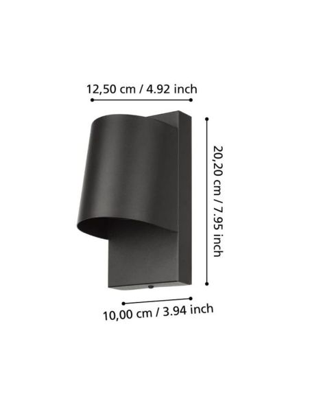 Aplique Pared Exterior 20cm LED STAGNONE 1x4,6W GU10 400lm IP54 | LeonLeds
