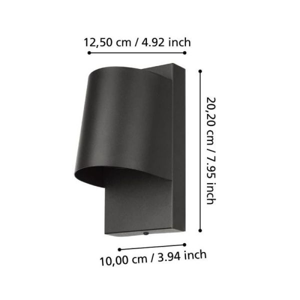 Aplique Pared Exterior 20cm LED STAGNONE 1x4,6W GU10 400lm IP54 | LeonLeds