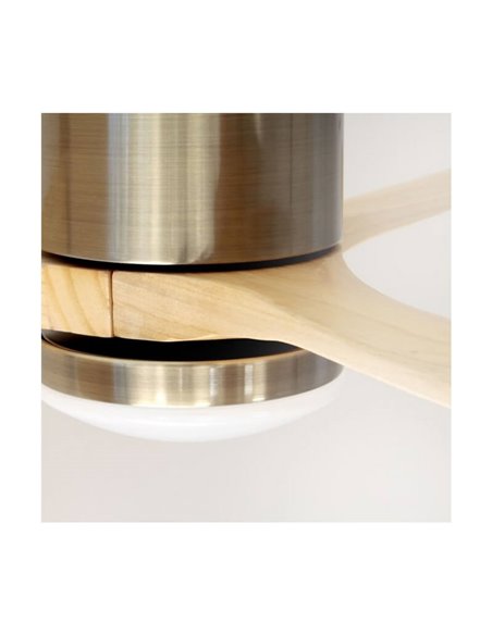 Ventilador de techo LED DC YEN con aspas de madera clara 15W 1500Lm CCT habitaciones grandes