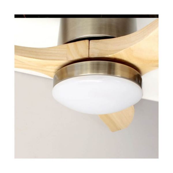 Ventilador de techo LED DC YEN con aspas de madera clara 15W 1500Lm CCT habitaciones grandes