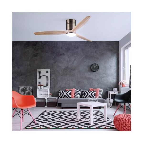 YEN DC LED ventilateur de plafond avec pales en bois clair 15W 1500Lm CCT grandes pièces