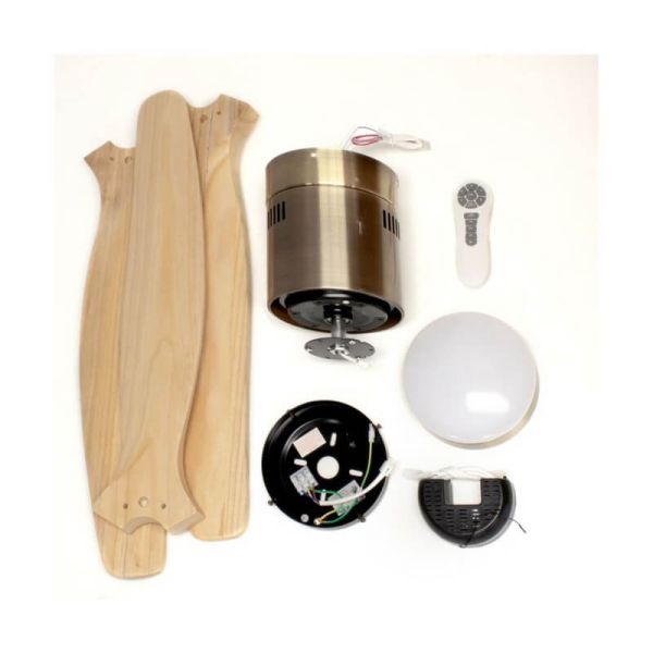 Ventilador de techo LED DC YEN con aspas de madera clara 15W 1500Lm CCT habitaciones grandes