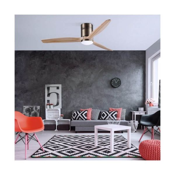 YEN DC LED ventilateur de plafond avec pales en bois clair 15W 1500Lm CCT grandes pièces