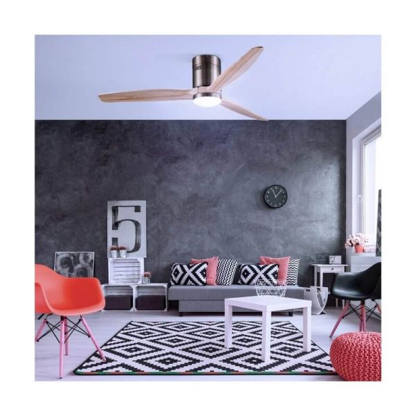 YEN DC LED ventilateur de plafond avec pales en bois clair 15W 1500Lm CCT grandes pièces