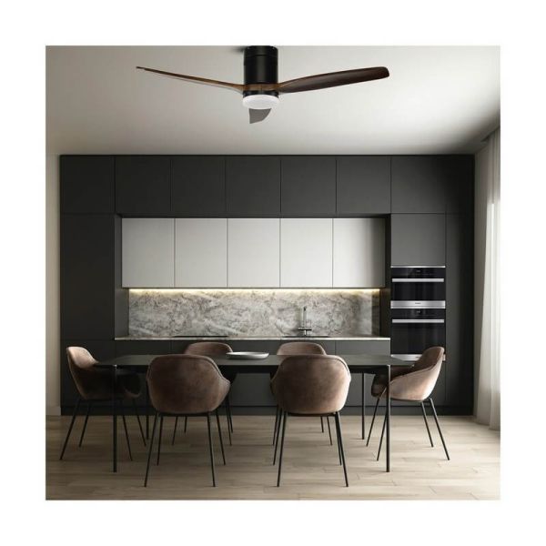 Ventilador de Techo grande con LED YEN Negro+Madera 15W 1500Lm CCT