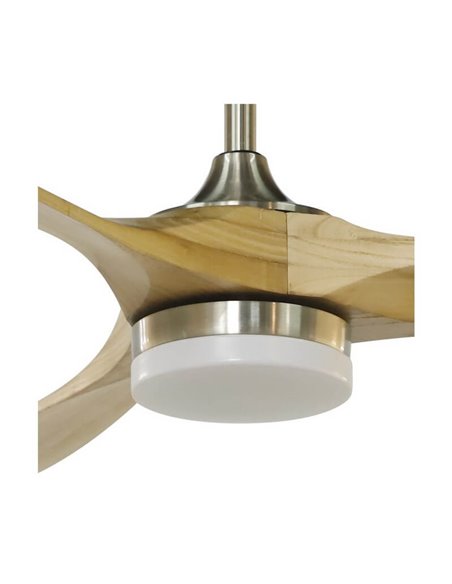 Ventilador YENBIG de madeira clara DC LED 18W 1600Lm CCT para salas grandes