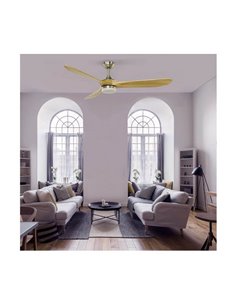 Ventilador YENBIG de madeira clara DC LED 18W 1600Lm CCT para salas grandes 2
