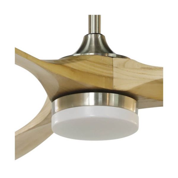 Ventilador YENBIG de madeira clara DC LED 18W 1600Lm CCT para salas grandes