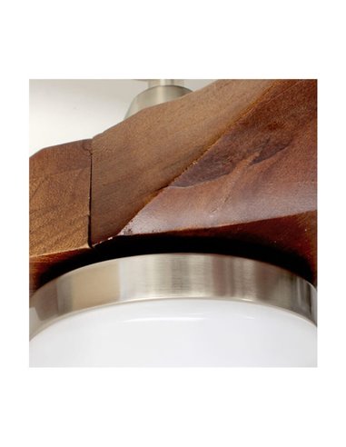 Ventilador LED DC YENBIG madera oscura 18W 1600Lm CCT para estancias grandes