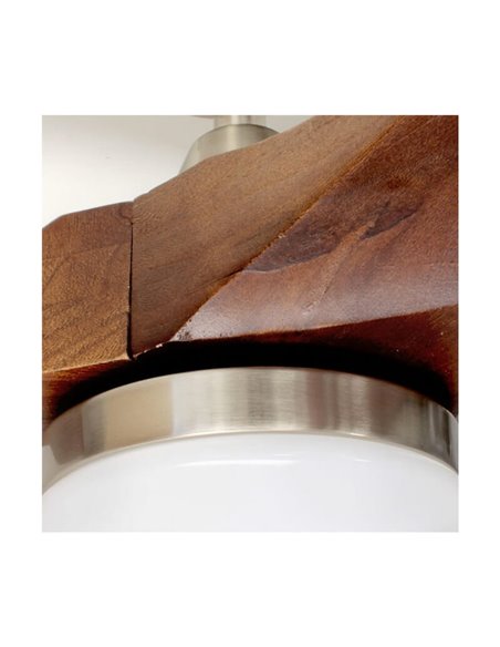 Ventilador LED DC YENBIG madera oscura 18W 1600Lm CCT para estancias grandes