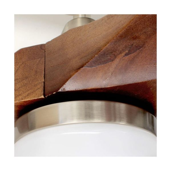 Ventilador LED DC YENBIG madera oscura 18W 1600Lm CCT para estancias grandes