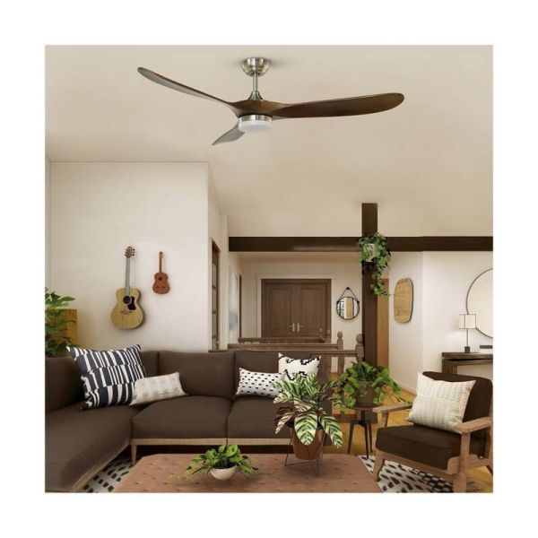 Ventilador YENBIG DC LED de madeira escura 18W 1600Lm CCT para salas grandes