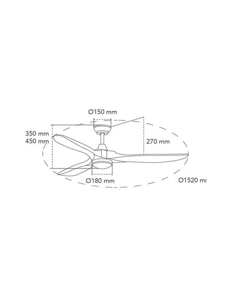 YENBIG Ventilateur LED DC bois foncé 18W 1600Lm CCT pour grandes pièces