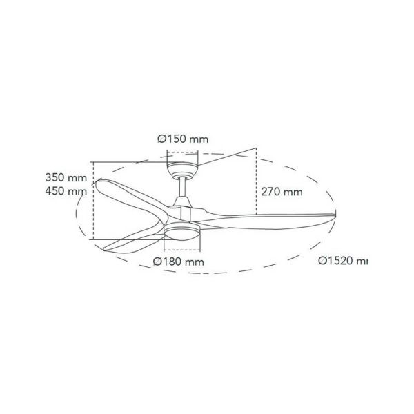 Ventilador LED DC YENBIG madera oscura 18W 1600Lm CCT para estancias grandes