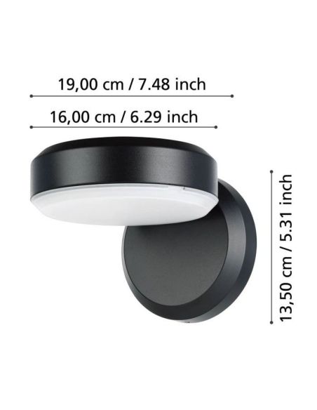 Aplique LED Exterior FORNACI Bombilla incl.1x8,7W 850lm IP44 | LeonLeds