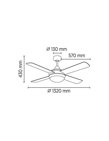 Ventilador de techo motor AC MILLAR blanco con luz 2xE27