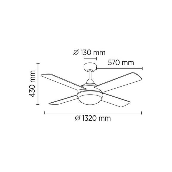 Ventilador de techo motor AC MILLAR blanco con luz 2xE27