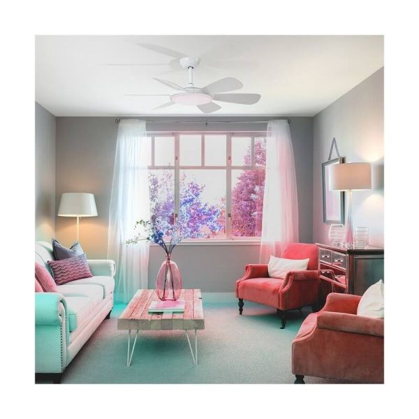 Ventilador de teto branco MODE LED com motor DC 6 lâminas 24W CCT