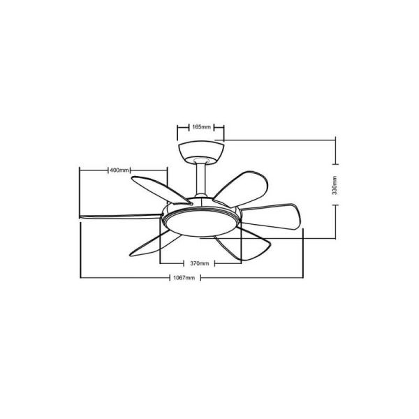 Ventilateur de plafond LED MODE blanc avec moteur DC 6 pales 24W CCT