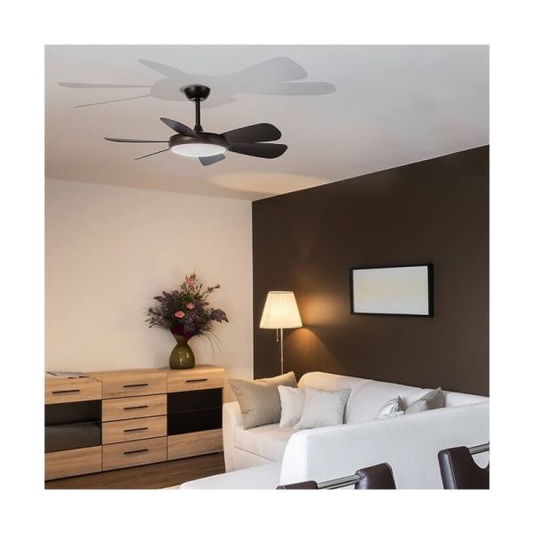 Ventilador de techo LED MODE negro con motor DC 6 aspas 24W CCT